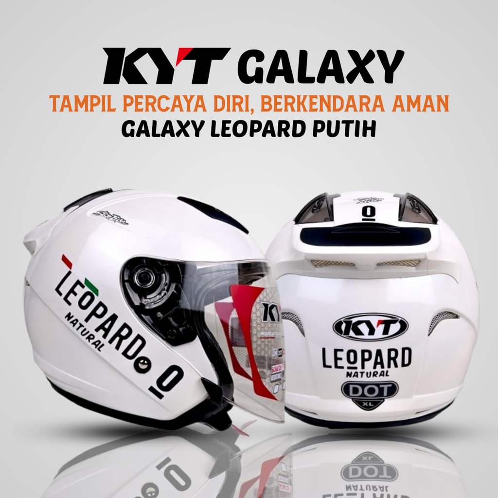 KYT GALAXY FLAT R PEARL WHITE LEOPARD / HELM KYT HALF FACE | SNI