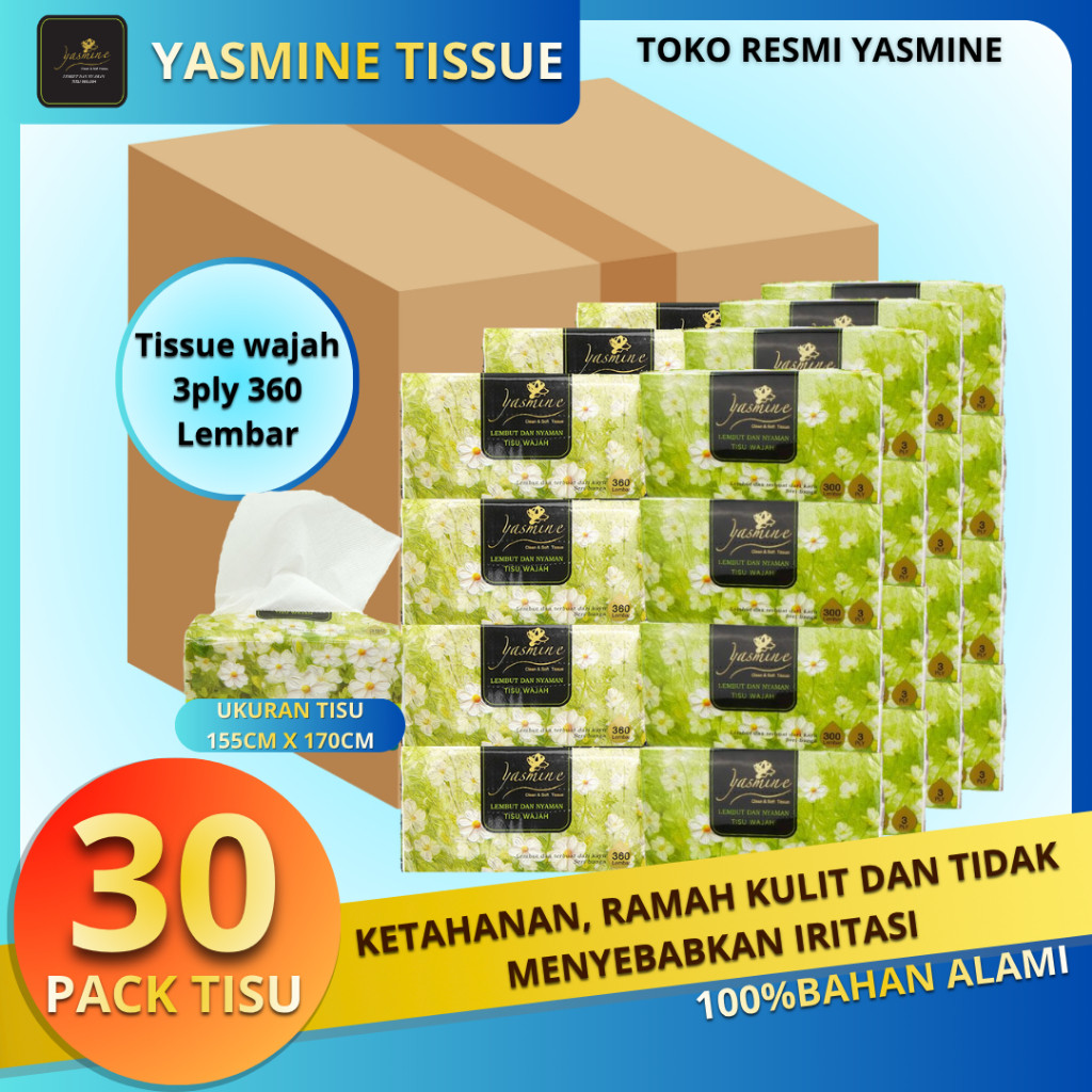 FUJA.ID Yasmine Tissue 30 PACK 360 helai 3 ply soft facial tisue tissue wajah tisu premium