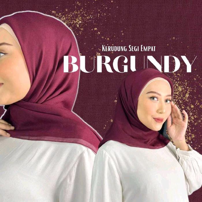 BURGUNDY Hijab Pollycotton Hijab Square (Hijab warna Burgundy) - Burgundy
