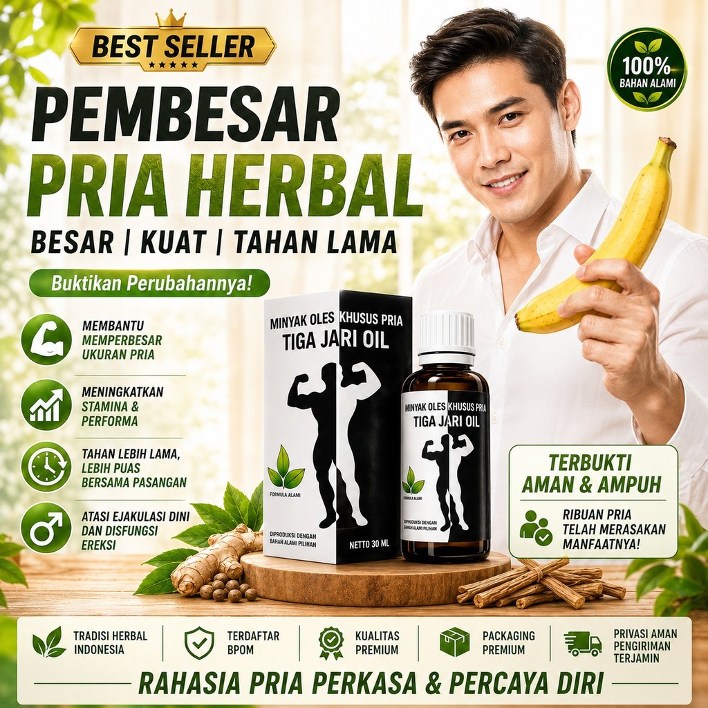 (BPOM) TIGA JARI OIL BPOM P3MBESAR kelaminlaki laki obat tradisional daun bungkus asli papua 100% OR