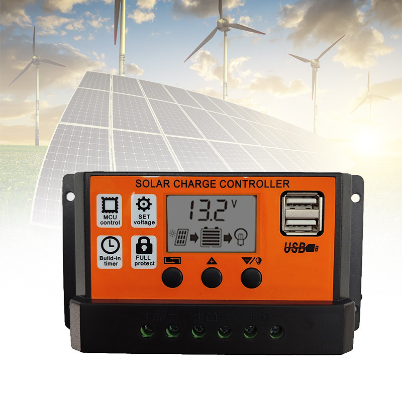 Solar Charge Controller 20A Regulator Panel Surya Dual USB Alat Cas Aki Mobil Motor 12V 24V