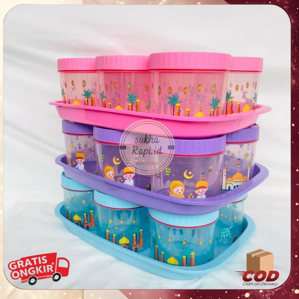 Nato Toples Kue Kering Set 7 In 1 Free Nampan Tonam Plastik Toples Jajan BPA Free