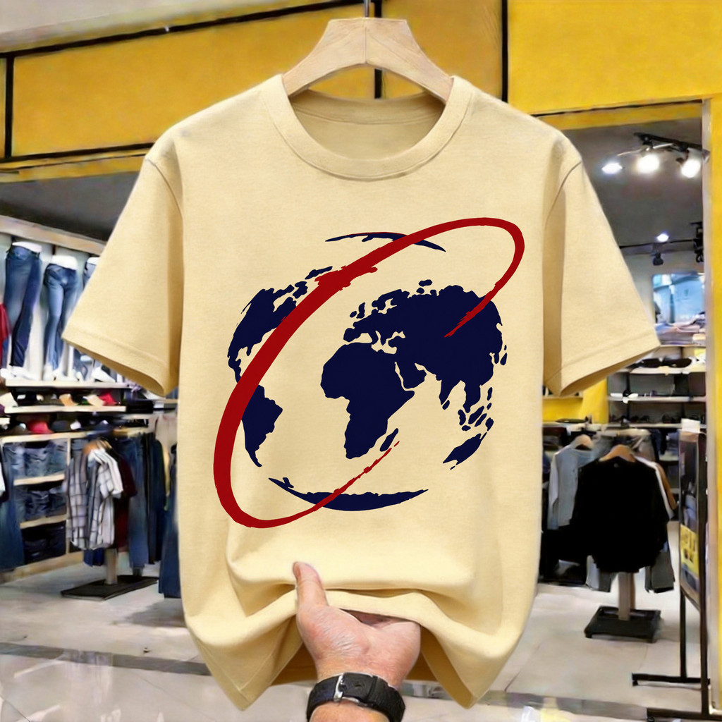 Global Earth Orbit Print Kaos Polos Katun Premium Tebal 210GSM Original Indonesia Size Lengkap Loose