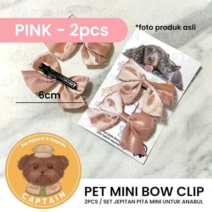 BEN DOG BOW RIBBON PITA LUCU HAIR CLIP ANJING POODLE BICHON MALTIPOO - PINK-2pcs