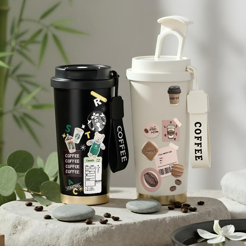 Tumbler Label Kopi Botol Minum Aesthetic Stainless Steel CUP 500 ML Termos Teh Gelas Vacum Tahan Pan
