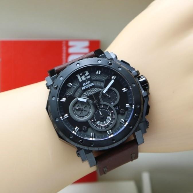 EXPEDITION E6402 / 6402 - JAM TANGAN PRIA ORIGINAL - BROWN BLACK Kulit Stainless