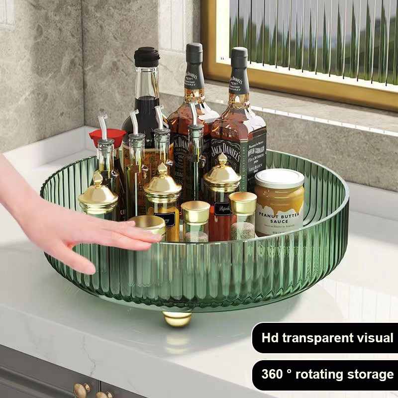 Kotak Penyimpanan Kosmetik Multifungsi Kotak Bumbu Rak Penyimpanan Putar Kapasitas Besar/Evolenser
