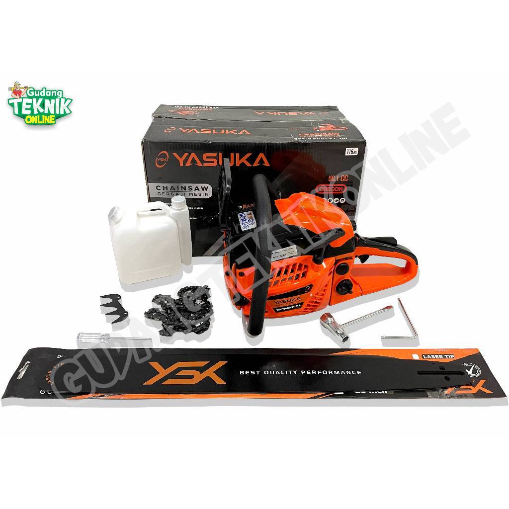PROMO Chainsaw 24" YASUKA YSK10000 XT-24L 2Tak Bar Laser  / Mesin Gergaji Kayu Chain Saw Senso 24 In