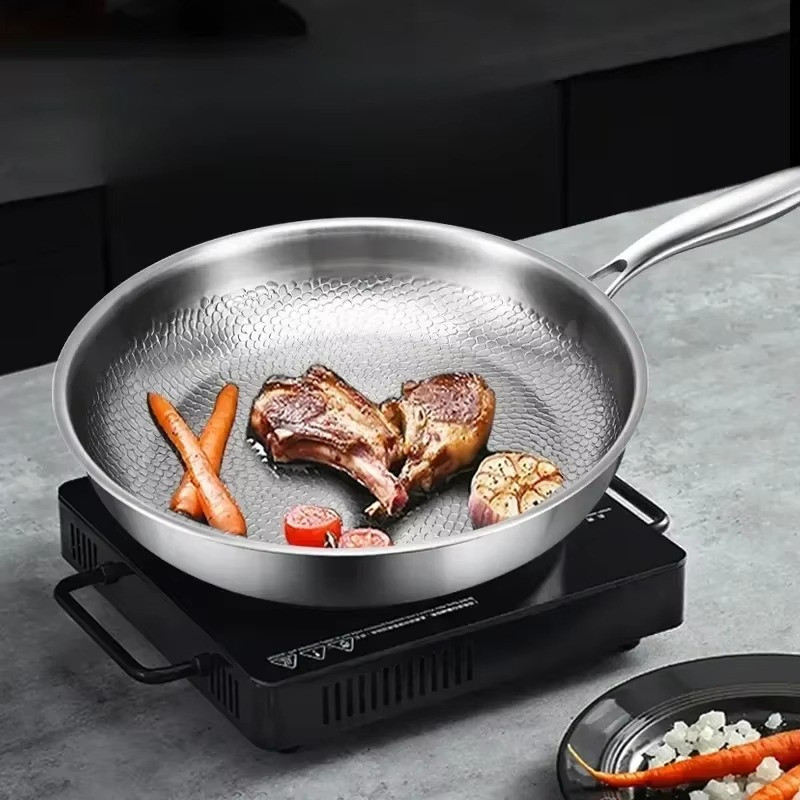 German Frying Pan Titanium Pan Fish Scale Hammer Pattern Uncoated Nonstick Pan Induction Cooker Univ