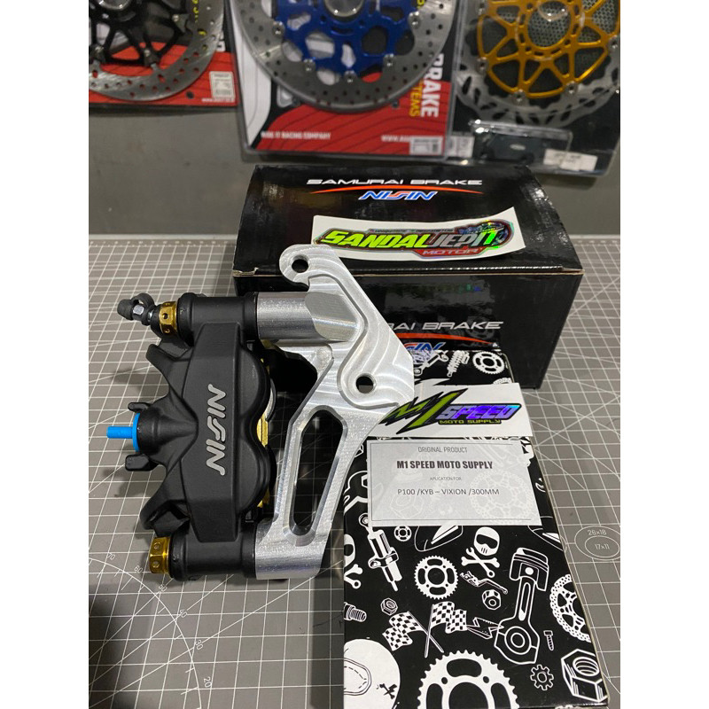 KALIPER NISSIN TWIN AFRIKA IMPORT SET BREKET KYB VIXION DISC 300MM M1 SPEED
