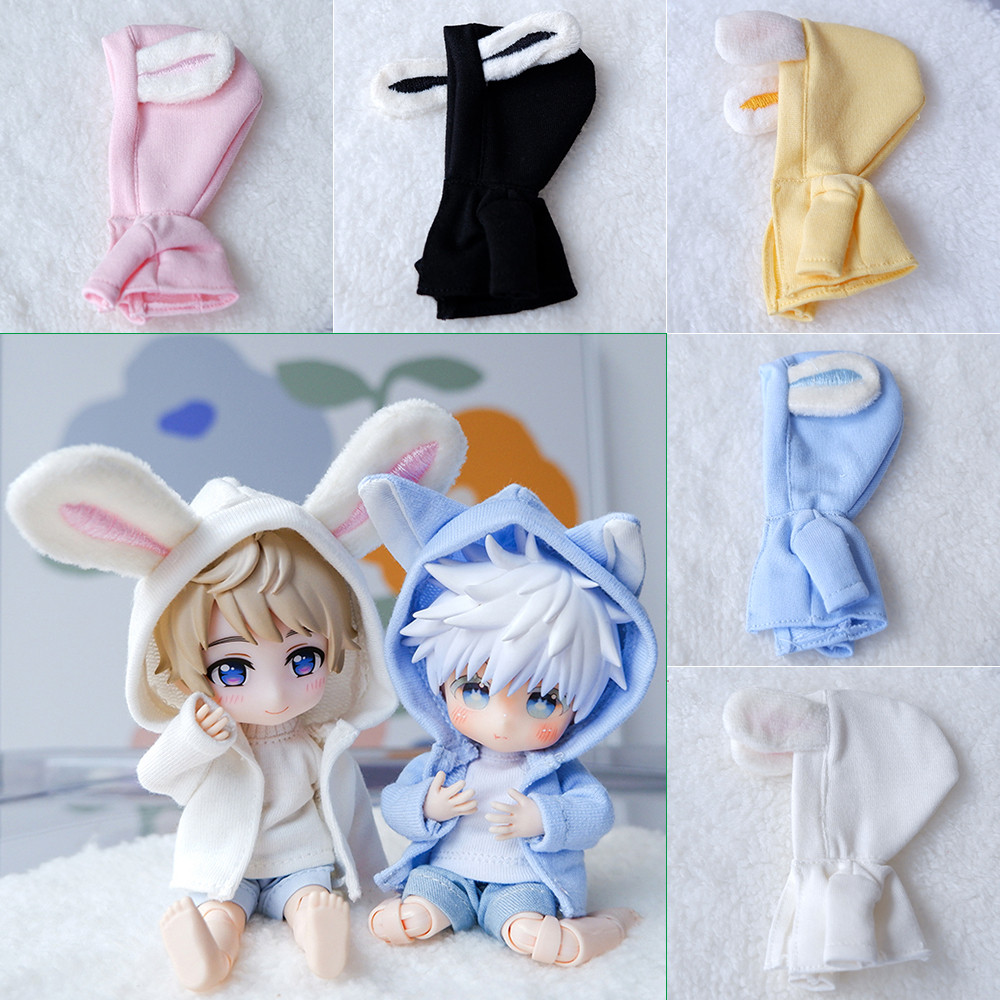 Cute Obitsu Dolls Hooes Rabbit Ob11 Doll Clothes With Bunny Cat Ears For Ob11,Ymy,Ddf,Gsc,Body9 1/12