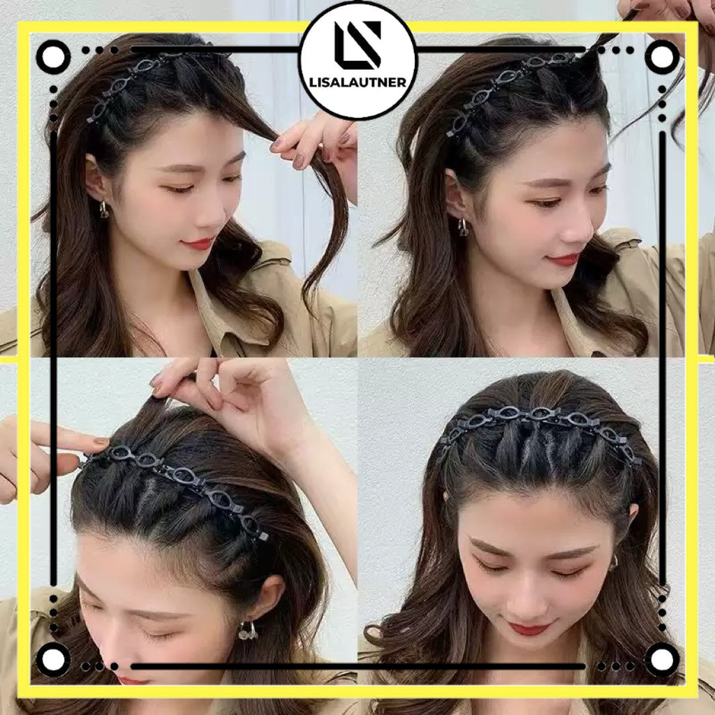 6PCS Bando Jepit hitam polos bando 2IN1 jepit bando korea dewasa atau anak bando polos hitam