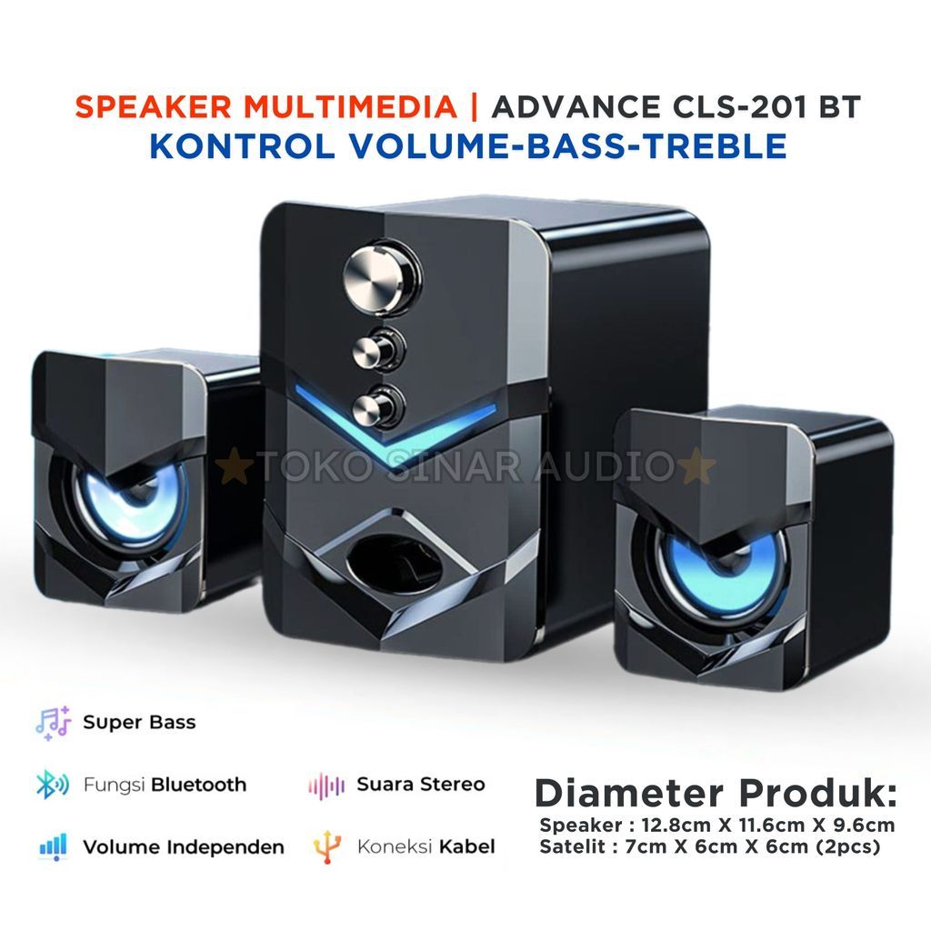 Salon Bluetooth Full Bass ADVANCE CLS 201 BT Multimedia Aktif 2.1 Stereo Music Box Speaker Bluetooth