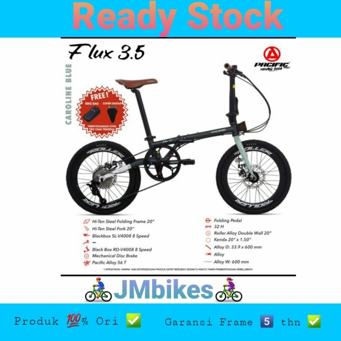 PACIFIC FLUX 3.5 SEPEDA LIPAT 20 INCH [FREE COVER SADEL DAN TAS] - Goes Store87
