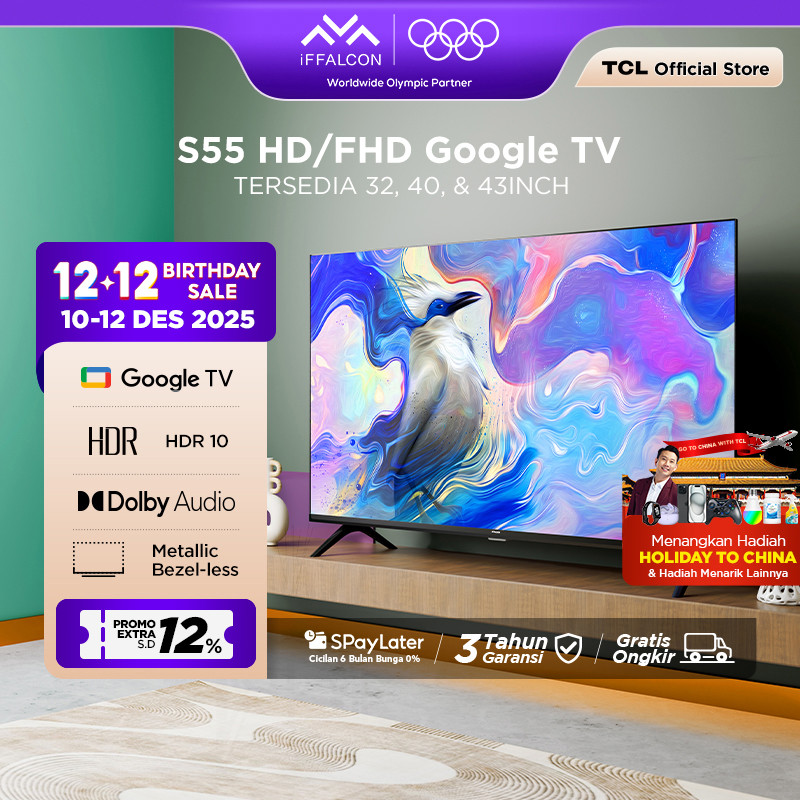 iFFALCON by TCL S55 Series Google TV (Android 14) Smart Digital - HD/FHD - HDR 10 - Dolby Audio - Go