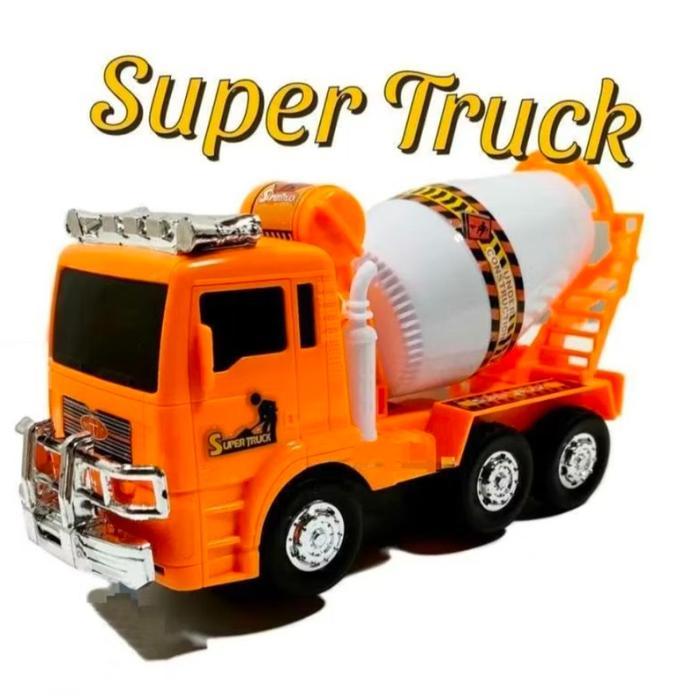Mainan Anak Truk Konstruksi Molen Mixer Bump And Go Set Hadiah Baterai Lampu Mobil Control - Truk Mo