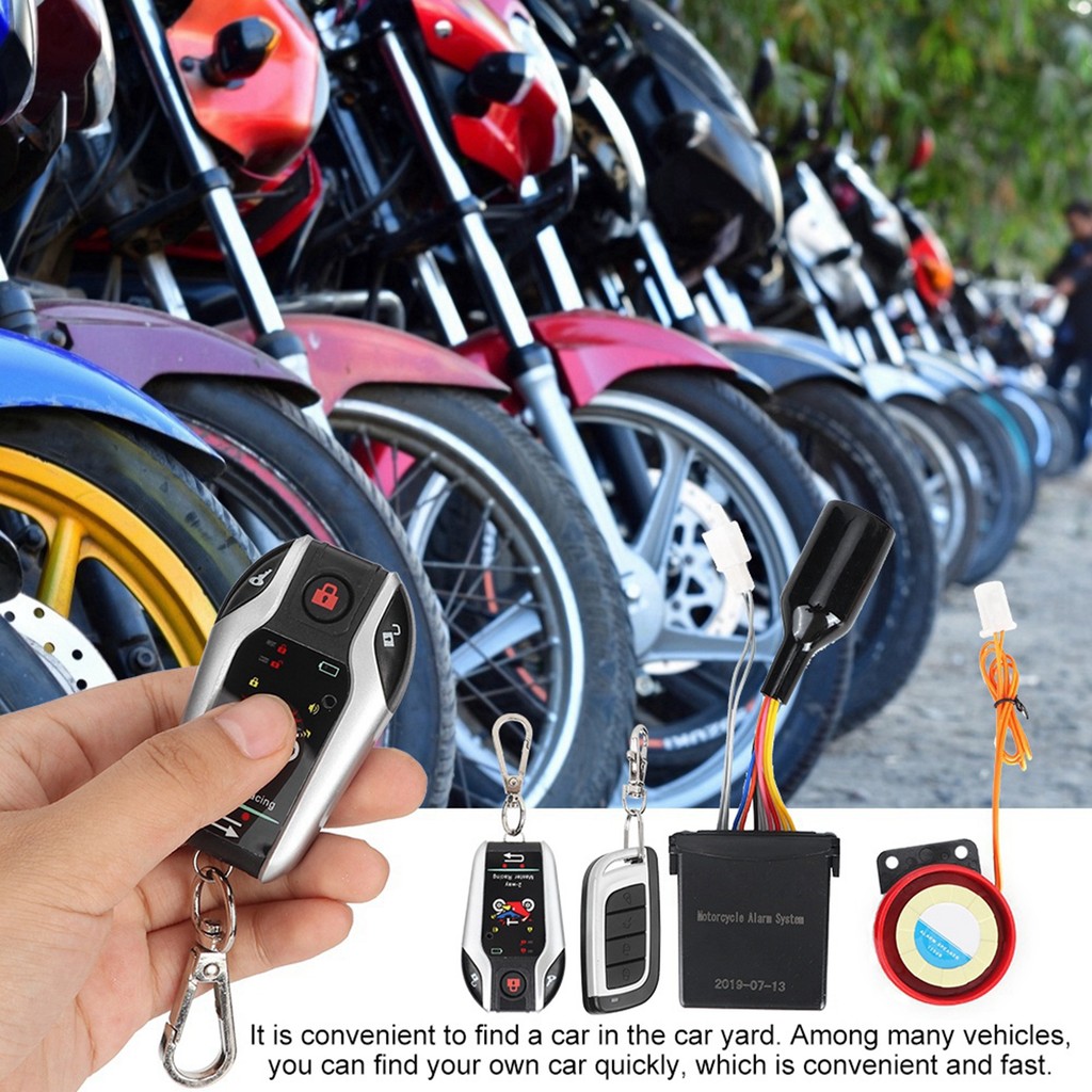 Motorcycle Security Alarm 2 Way Remote Alarm Horn Waterproof Security System with Engine Start Funct