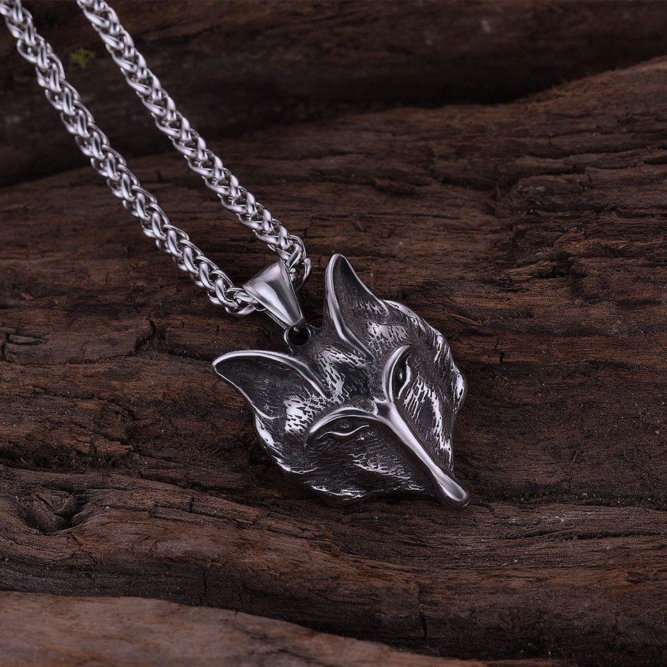 Stainless Steel Fashion Fox Head Pendant Necklace Men Women Party Club Jewelry Personality Versatile