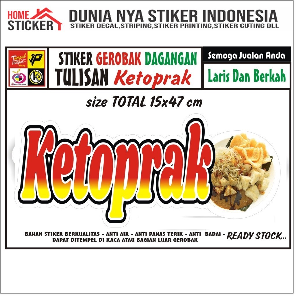Stiker Kaca Gerobak Tulisan Ketoprak