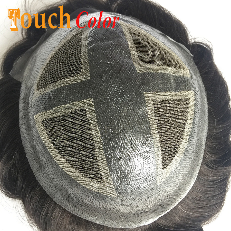 Swiss Lace Men Wig Q4 Base Men Toupee Hairpiece Poly Thin Skin Base Men Toupee Natural Human Men Wig