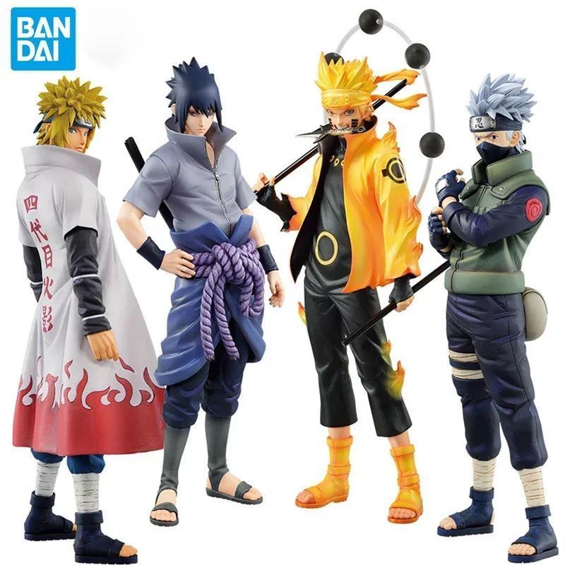 Original Bandai Anime Naruto Uzumaki Naruto Sasuke Hatake Kakashi Namikaze Minato Action Figure Coll