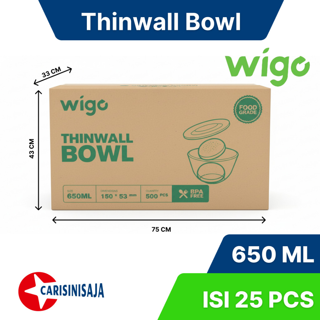 DUS THINWALL BOWL 650ml ISI 500pcs Mangkok WIGO Cup Salad buah Cup Salad Sayur Cup Bakso Cup Mangkok