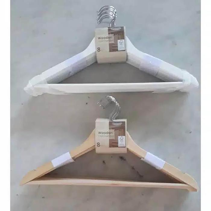 Hanger Baju / Gantungan Baju Bahan wooden informa - Putih