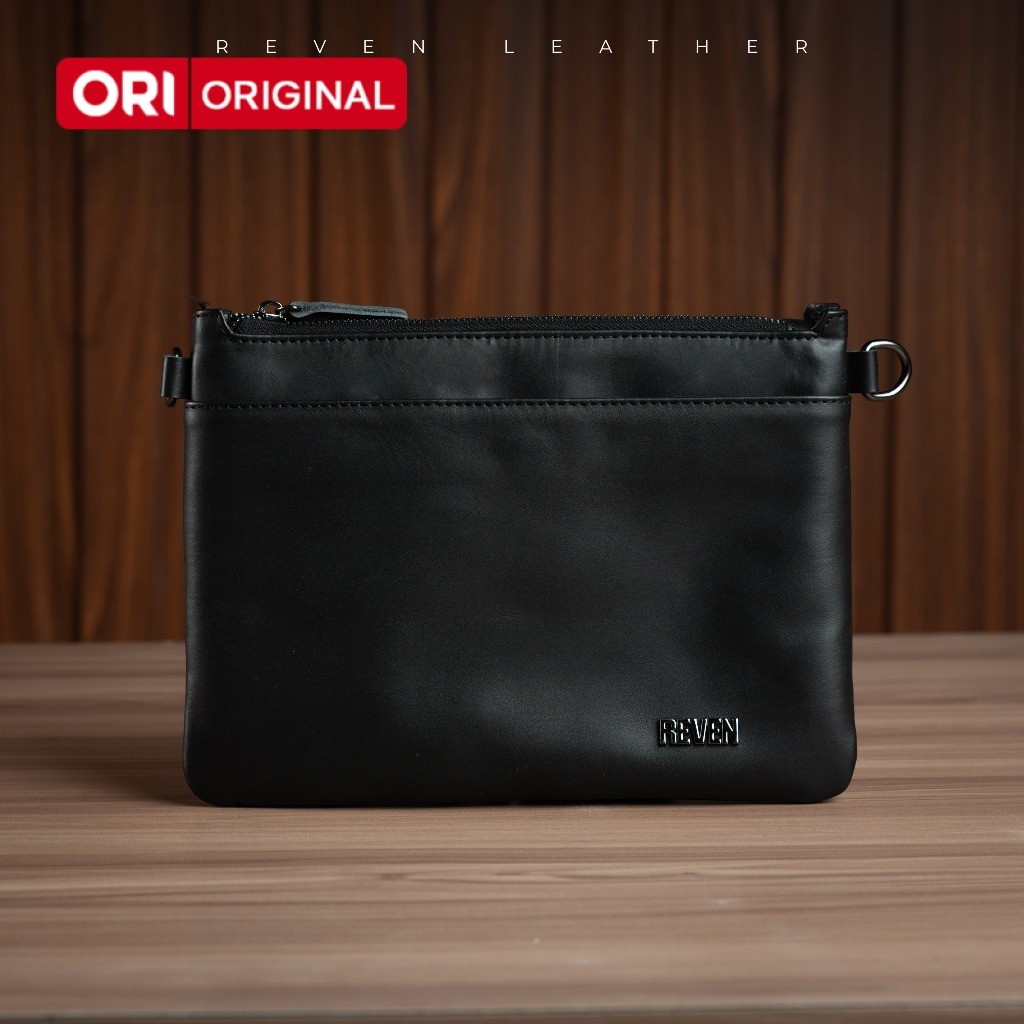 REVEN ADAM Leather Handbag Clutch Pria Kulit Sapi Asli Tas Selempang Cowok Keren ORIGINAL