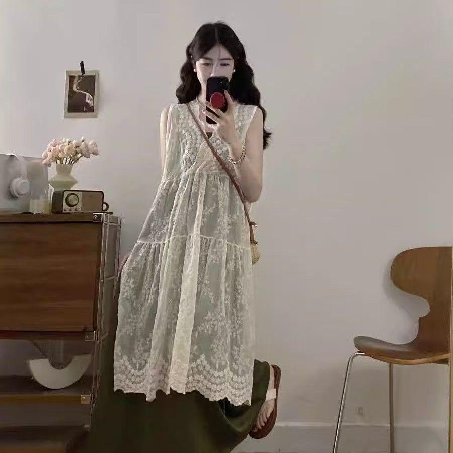 Rompi Vest Brokat Lace Dress Wanita Layered Elegan ModelTerbaru Detail Cantik K062