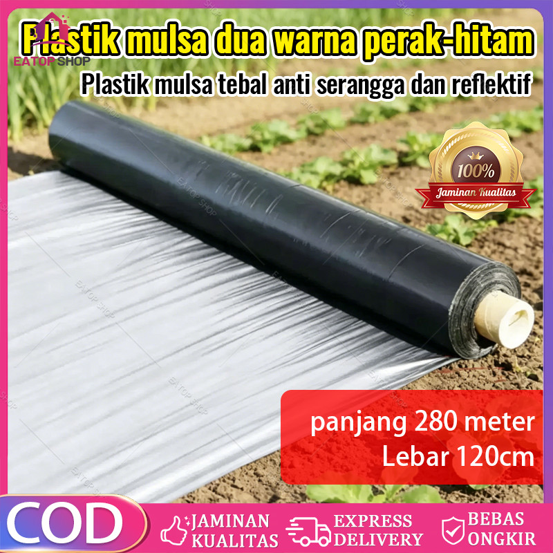 Per Roll Mulsa Hitam Perak Lebar 60cm-120cm/Mulsa Hitam Perak 1 Roll Panjang 280meter/Mulsa Hitam Pe