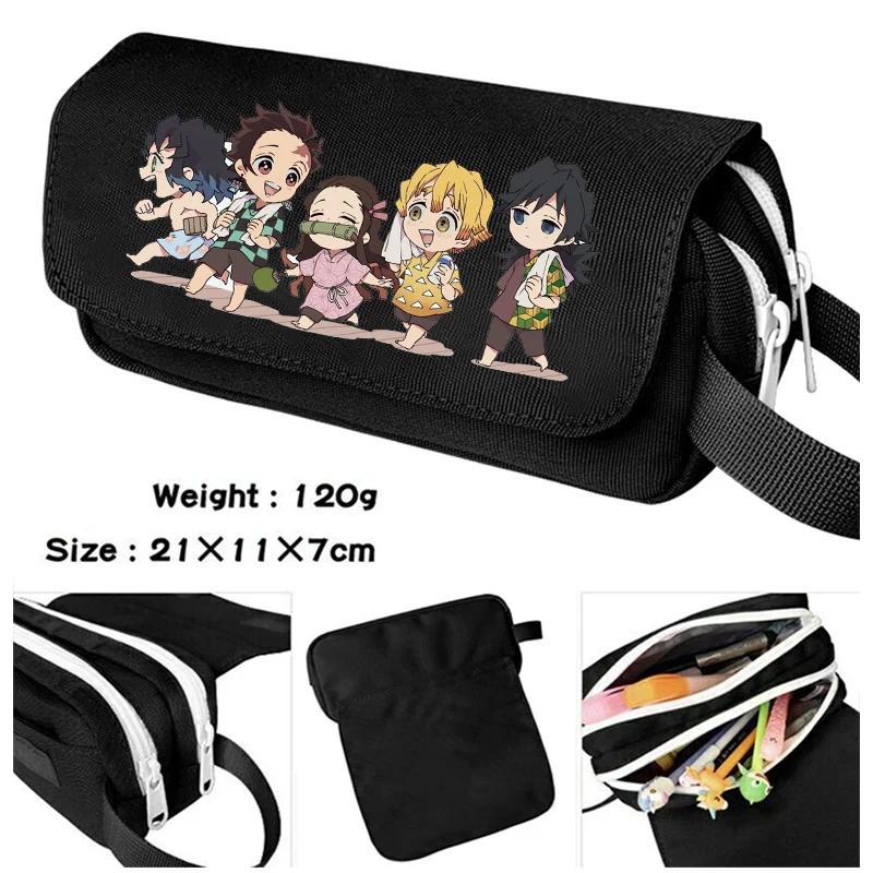 Demon Slayer Pen Bag Student Anime Storage Bag Tanjirou Nezuko Zenitsu Pen Bags Boy Girl Large Capac