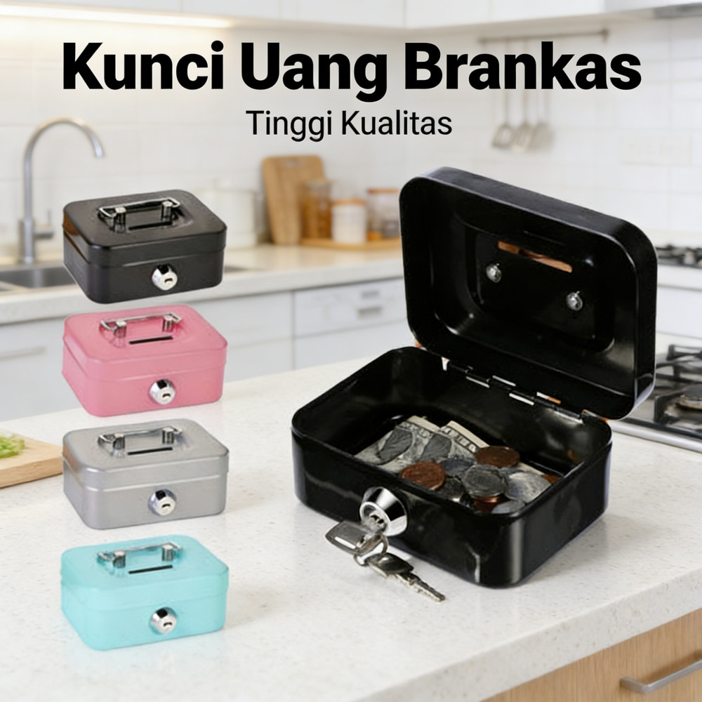 Kunci Brangkas Uang Kotak Kunci Money Box Brankas Uang Portable Cash Box Penyimpanan
