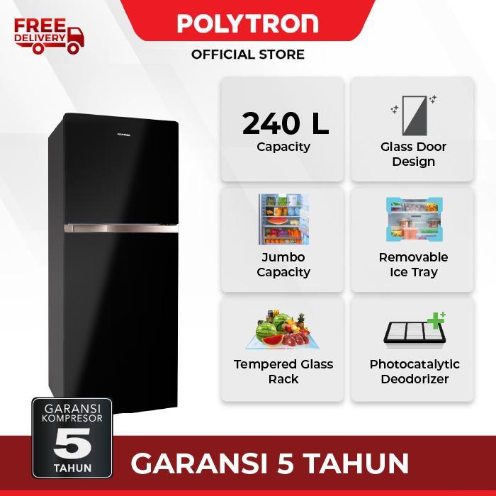 POLYTRON Kulkas 2 Pintu Belleza JUMBO 240 Liter PRW 25MNX - hitam