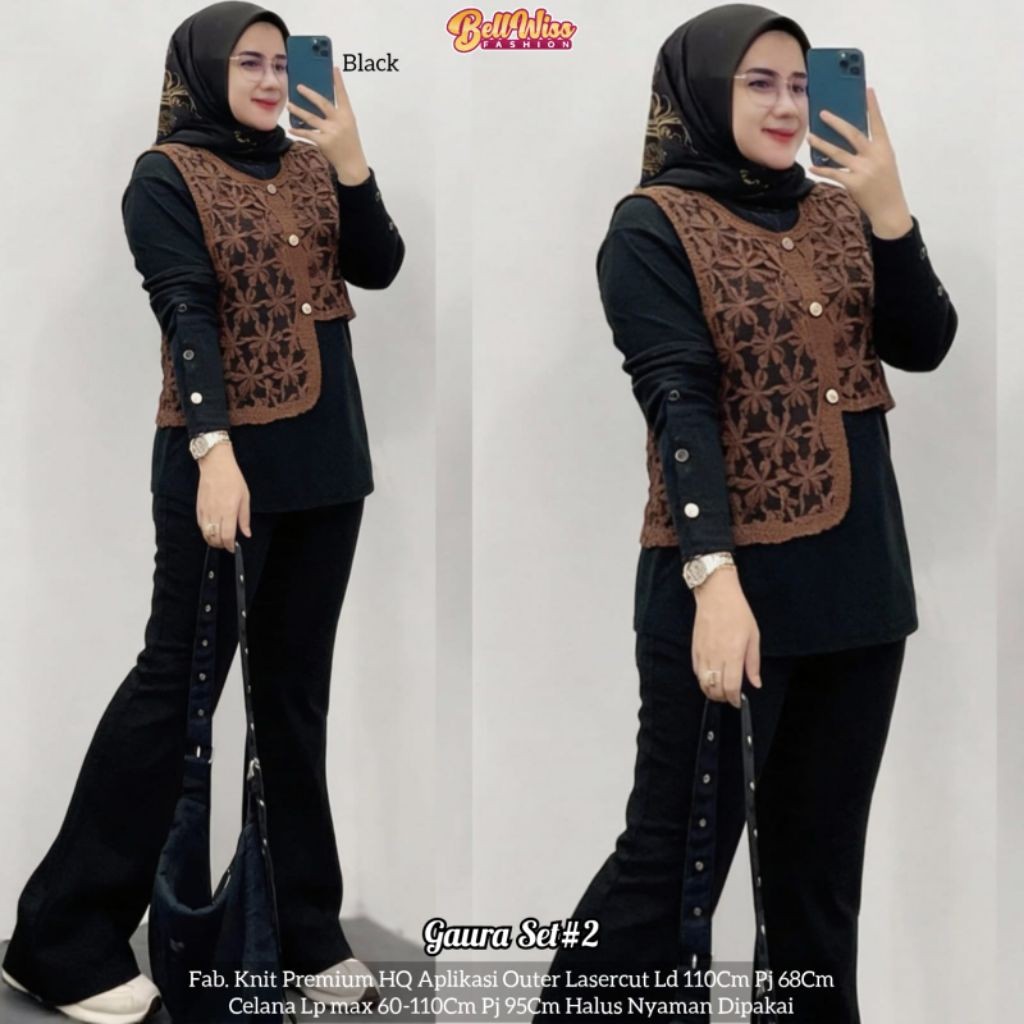 ada grup reseller tanyakan ke admin alya store Gaura Set Knit Premium HQ Aplikasi Outer Lasercut Set