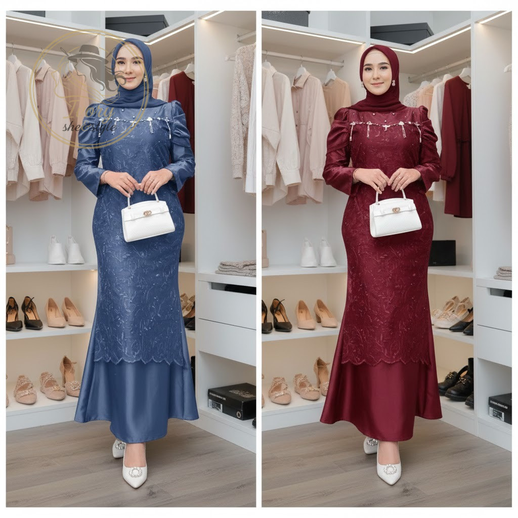 Ivory - MAXI NADIRA (M L XL XXL) GAMIS MUSLIM GAMIS BRUKAT GAMIS PESTA GAMIS KONDANGAN DRESS WANITA 
