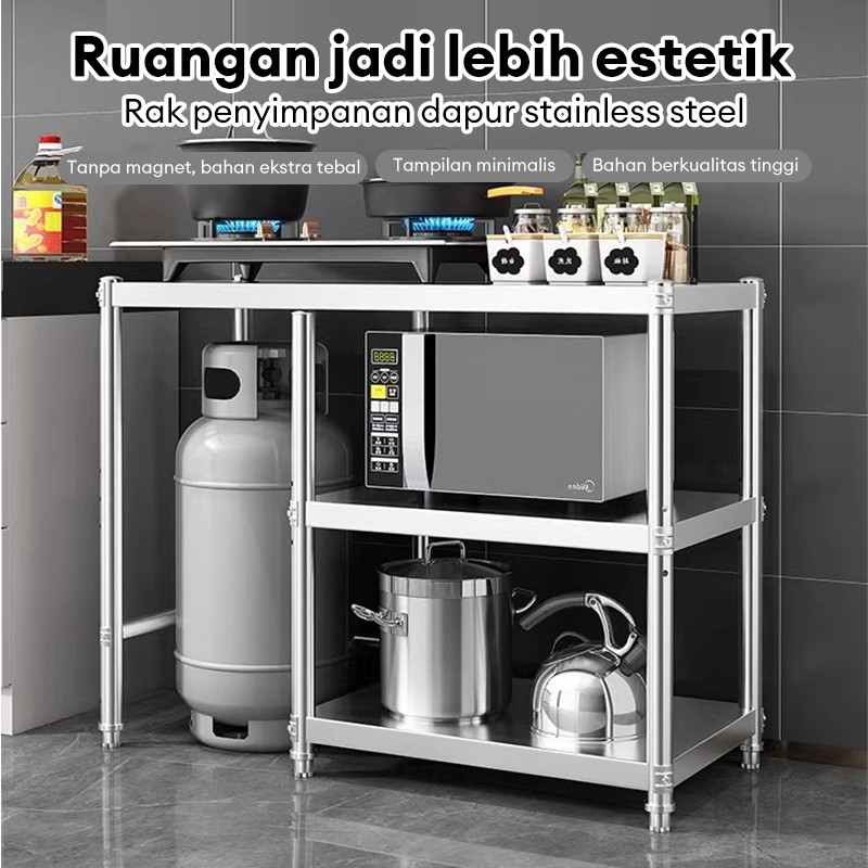SP Meja Kompor Stainless Steel Rak Dapur Meja Meja Dapur Kompor Rak Kompor 3 Tingkat Rak Dapur 3 Sus
