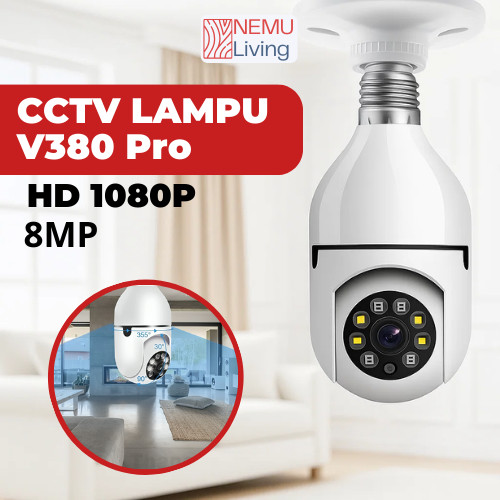 CCTV V380 Pro Tanpa Kabel 8MP CCTV Lampu Bohlam Indoor Wifi 360 PTZ