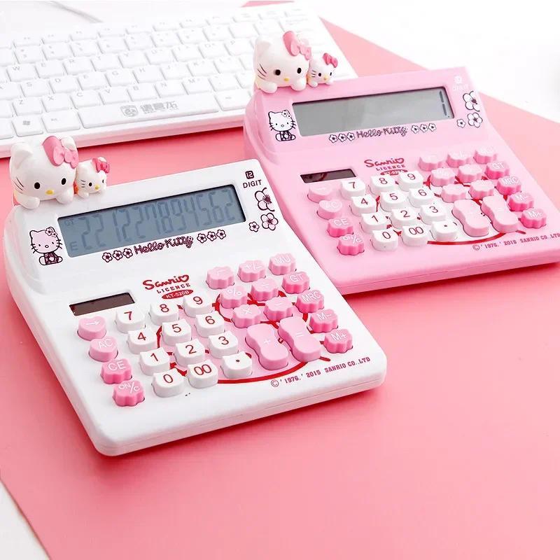 12 gits Solar Cute Kitty Clear Calculator with Pen and Notebook Calculated Calculadoras Learn Gifts 