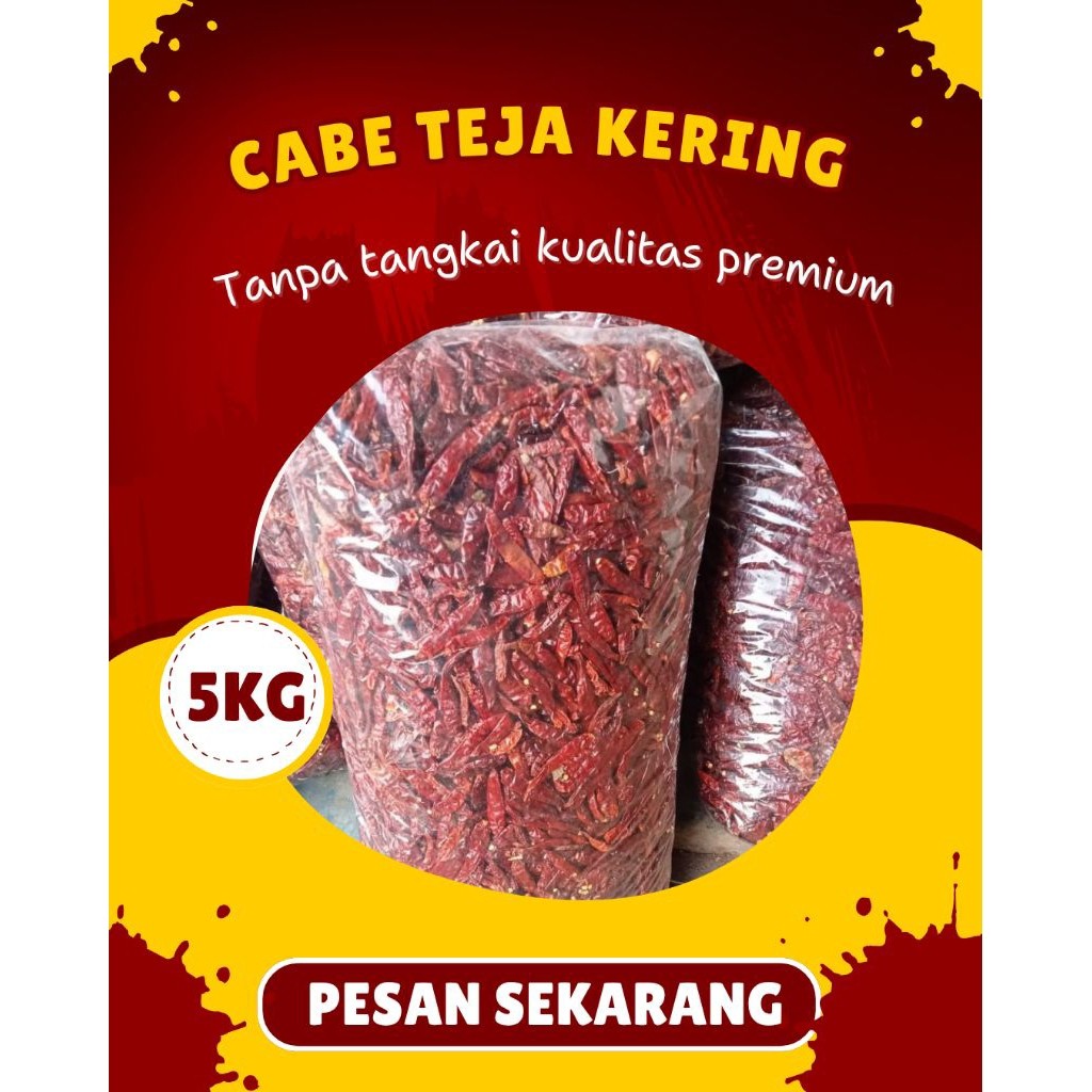Termurah cabe Teja Kering premium 5kg| Cabe  Kering | Cabe rawit Kering,cabe Teja