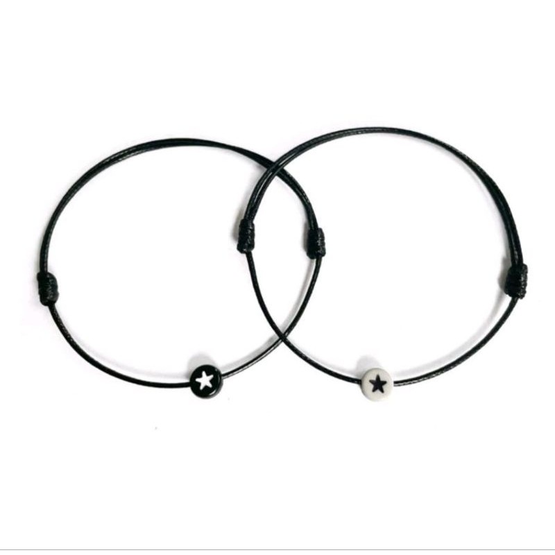 ZB- Gelang tali korea waterprof warna hitam dan putih/gelang viral/gelang cowok dan cewek