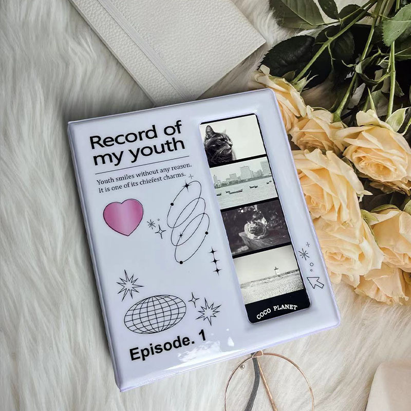 Album foto, binder strip foto, pembatas buku Korea, 2 kartu foto, kartu foto kecil, PC, hadiah Korea