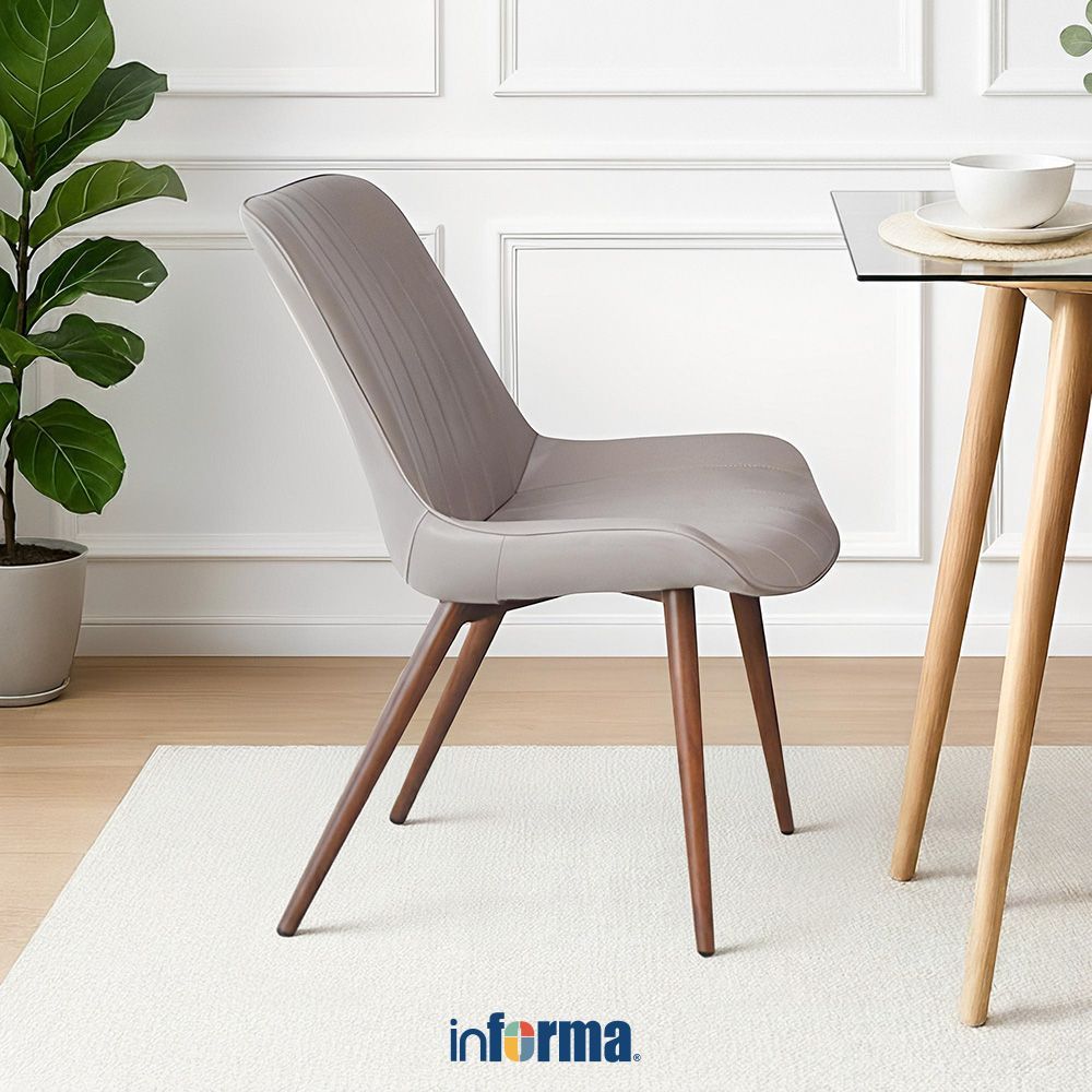 Informa Hollie Kursi Makan Kulit - Putih/Cokelat Dining Chair Tempat Kursi Kafe Restoran Sandaran Ka