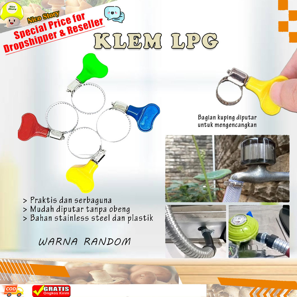 (NCS) Klem Ikatan Zernii 7/8 Bisa untuk Selang Air / Gas Elpiji LPG Dengan Knop Tanpa Obeng Bagus