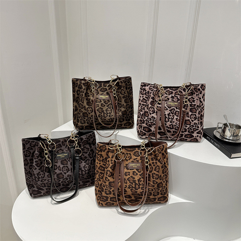 Tas Wanita Cetak Macan Tutul Fashion Gaya Santai Tas Tote Baru Tas Ketiak