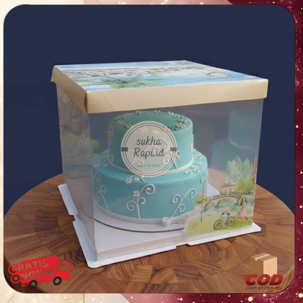 PREMIUM Kotak kado transparan / Box mika transparan / Box Kue Mika / Box Kue Tart mika / Box kue mik