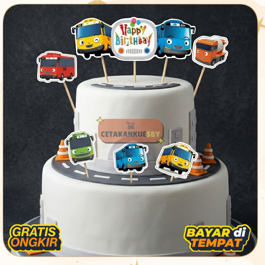 (CKS) Cake Topper Kertas Happy Birthday Tayo Set