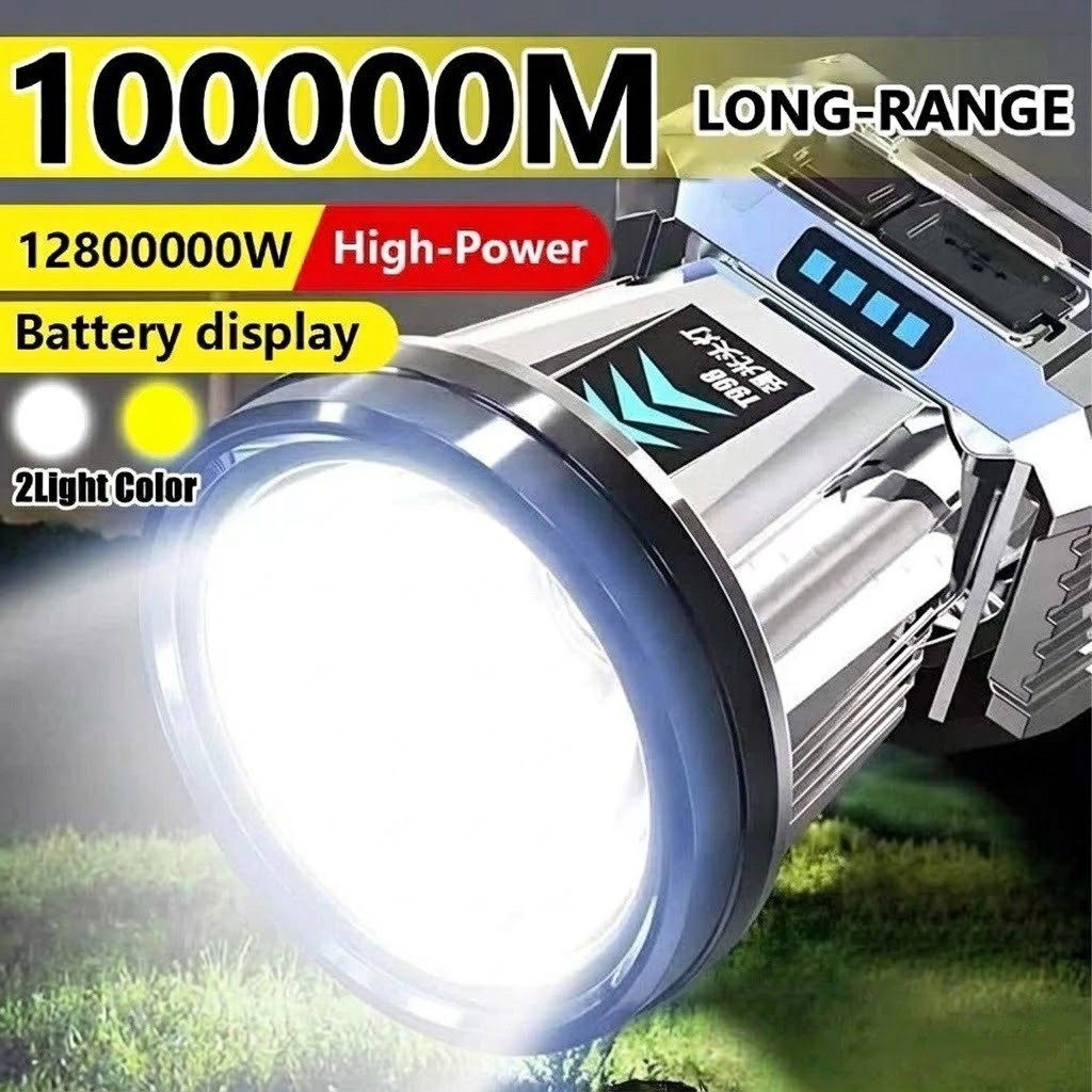Senter Cas Super Terang Kepala Anti Air Jarak Jauh 600Watt Tahan 300 Jam Super LED Baterai Lithium S