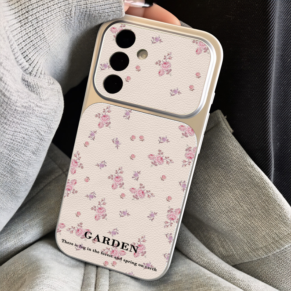 Pink Flower Case Hp Untuk IPhone 11 12 13 14 15 16 17 Pro Max Case Lucu Cantik BeningTahan Gores Luc