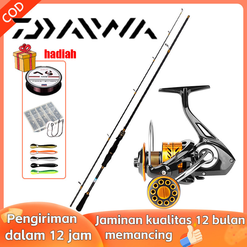 SPESIAL 12.12 DAIWA Set Pancing Spinning Lengkap - Joran Karbon ML Power + Reel Cumi-Cumi 80KG, Alat