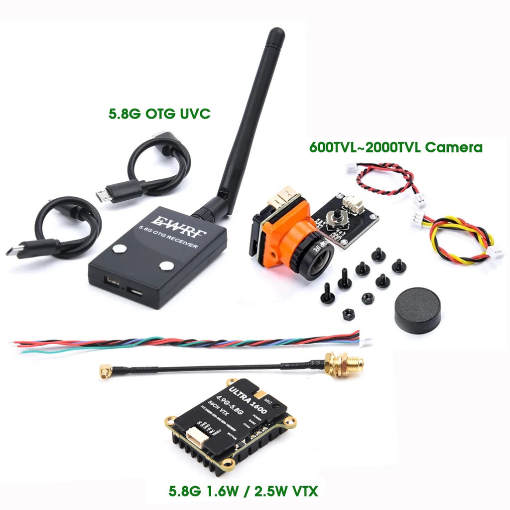 VTX2W5 5.8GHZ 1.6W / 2.5W 64CH FPV VTX Transmitter & 1500TVL / 1800TVL / 2000TVL Camera Receiver UVC